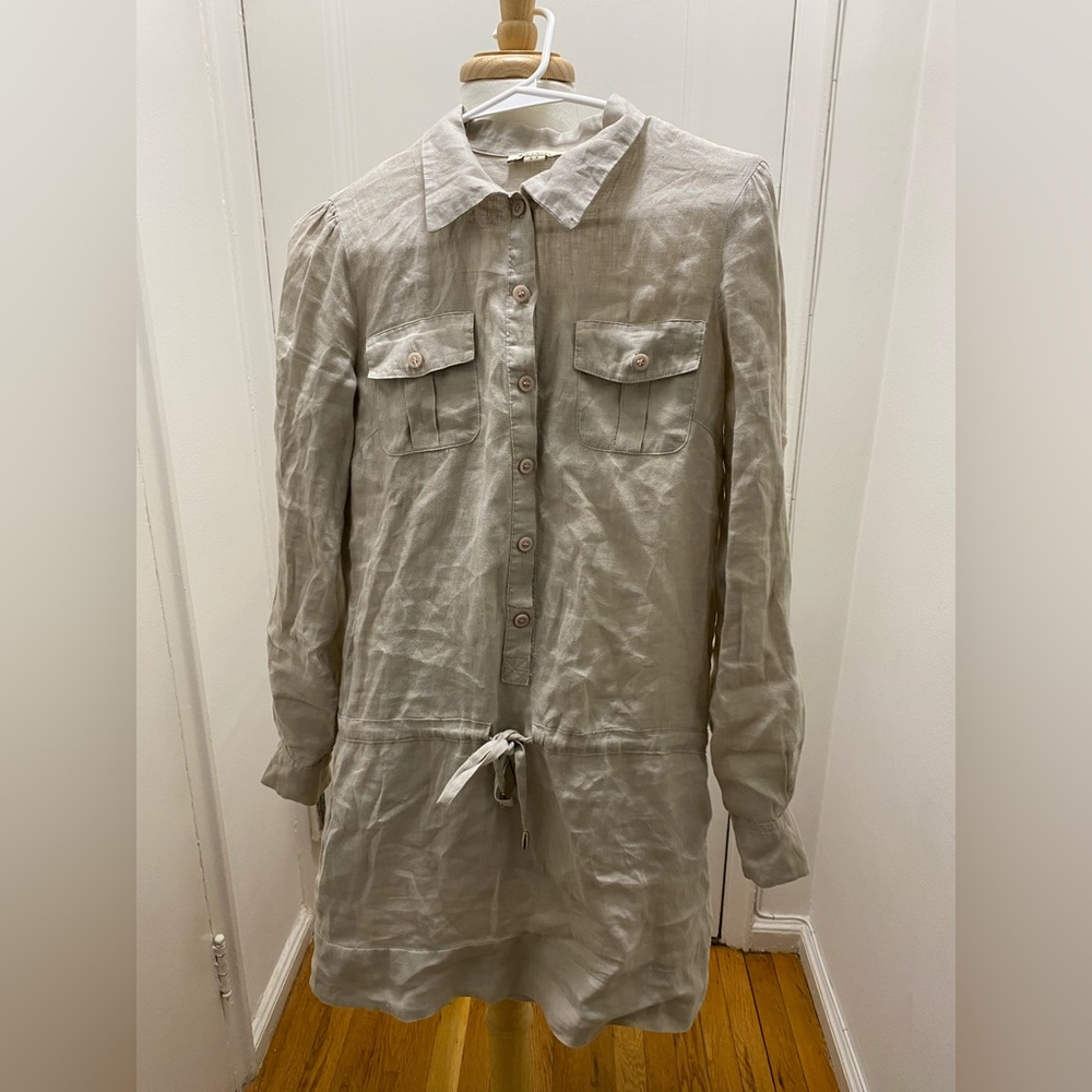 Button up shirt with cinched belt